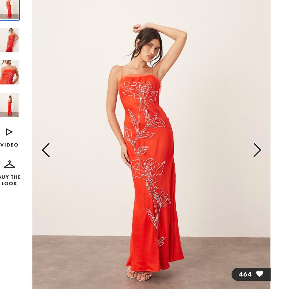 ARRANGE floral embellished cami maxi dress with low back in red